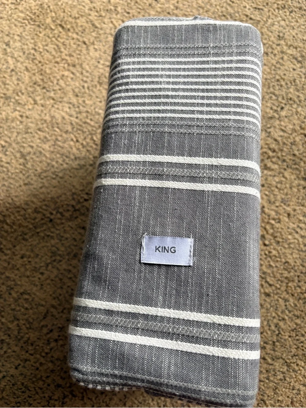 UGG Bayside King Duvet Cover - Gray and White Stripes